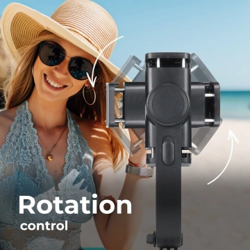 Selfie-Stick mit Bluetooth-Fernbedienung, Stativ, Gimbal-Stabilisator-Kit/Griff, Schwarz, SSTR-L08