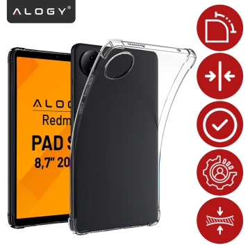 Etui do Redmi Pad SE 8.7" Przezroczyste, Ochronne, Hybrydowe, Wzmocnione Narożniki, Smukłe i Lekkie, Alogy FlexiShield™ + SZKŁO HARTOWANE
