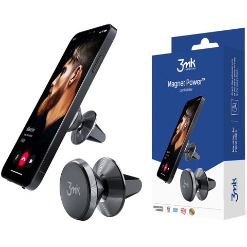 Universelle magnetische Autohalterung 3mk Magnet Power für ein Telefon, schwarz