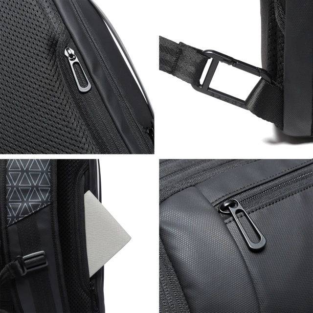 Plecak wodoodporny Bange na laptopa 15.6" miejski podróżny 49x31x18 cm powiększany do pracy samolotu męski damski z gniazdem USB Czarny