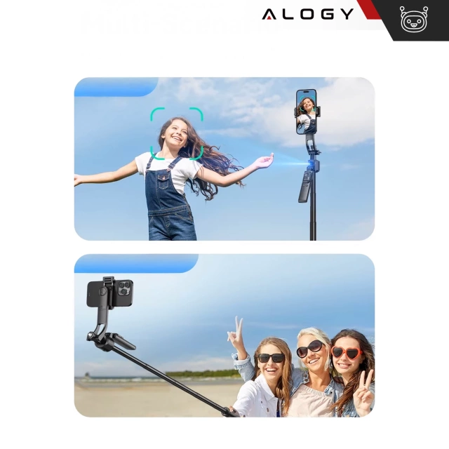 Kijek Selfie Stick Quadrapod Alogy TrackPod 2w1 z uchwytem na telefon i mocowaniem 1/4 Funkcja śledzenia twarzy kompatybilny z iPhone Android