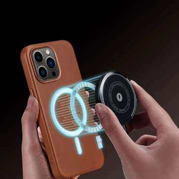 Dux Ducis Naples Hülle für iPhone 13 Pro Max Lederhülle (MagSafe kompatibel) braun