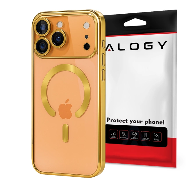 Etui z MagSafe do Apple iPhone 17 Pro – obudowa glamour z ochroną obiektywu, eleganckie i odporne na zarysowania – Alogy LuxuryRing™ Glamour Case Gold