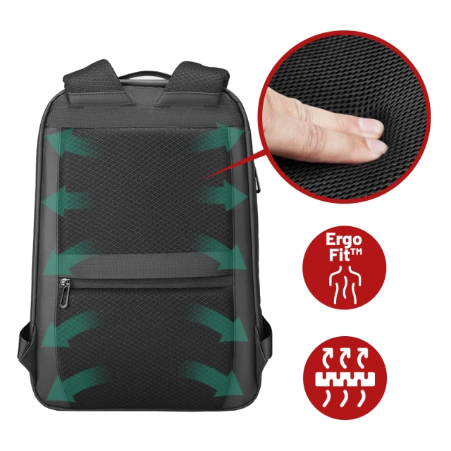 Plecak na Laptopa 15.6" Mark Ryden, Wodoodporny, Lekki i Smukły, Podróżny z Wyjściem USB, Kieszenią na Karty i Zamkiem YKK, Materiał EVA, 14L (42×30×12 cm) – Czarny