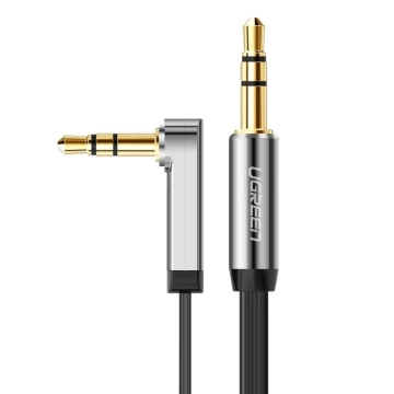UGREEN Kabel flach gewinkelt AUX Audiokabel 3,5 mm Miniklinke 0,5 m schwarz (AV119 10596)