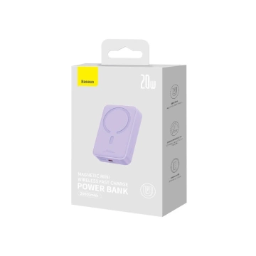 Baseus Magnetic Mini 20000 mAh 20W Powerbank – lila USB-C / USB-C-Kabel