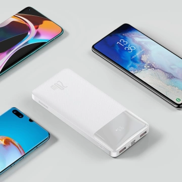 Powerbank mit Schnellladung Baseus Bipow 10000mAh 20W weiß (Overseas Edition) USB-A - Micro USB Kabel 0,25m weiß (PPBD050502)