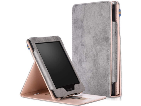Alogy Slim Ledertasche für Kindle Paperwhite 4 2018/2019 Graue Folie