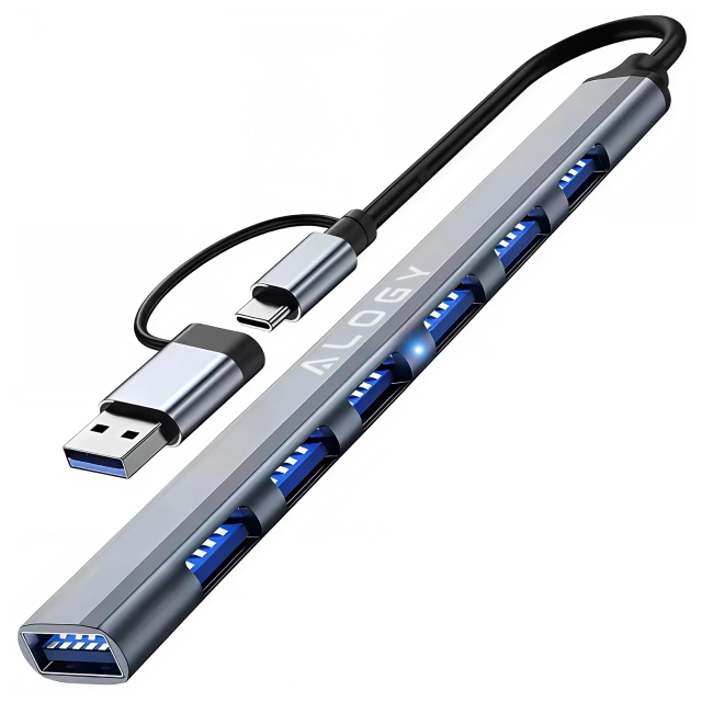 Hub 7w1 USB-C z USB 3.0 do 7x USB-A (1x3.0 + 6x2.0) – Alogy MultiHub™ Do Notebooka Laptopa