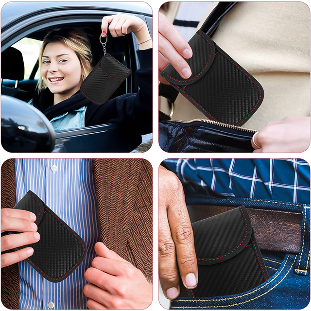 Antykradzieżowe etui na klucze Alogy pokrowiec blokujący sygnał ochrona RFID 13x8.2cm karbon czarny 2szt