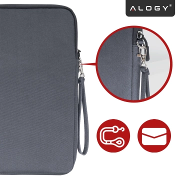 Torba Wsuwka Uniwersalna na tablet laptop 12–13" z Smyczką i Kieszonką, Ochronna, Wodoodporna, Miękkie Wnętrze Alogy SleeveBag™ – Etui do MacBook, iPad, Samsung, Lenovo, Xiaomi, Szary
