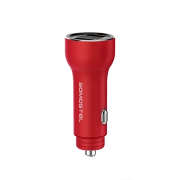 Somostel SMS-A89 Quick Charge QC 3.0 Autoladegerät 30W Aluminium 2X USB Rot