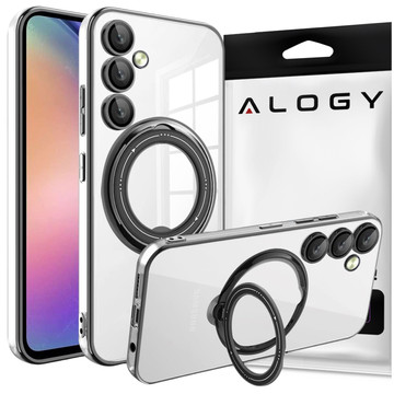 Hülle für Samsung Galaxy S24 Plus Magnetische Hülle Ring Mag Safe Klarer Halter Magnet Alogy Schwarz Transparent Qi Ladegerät