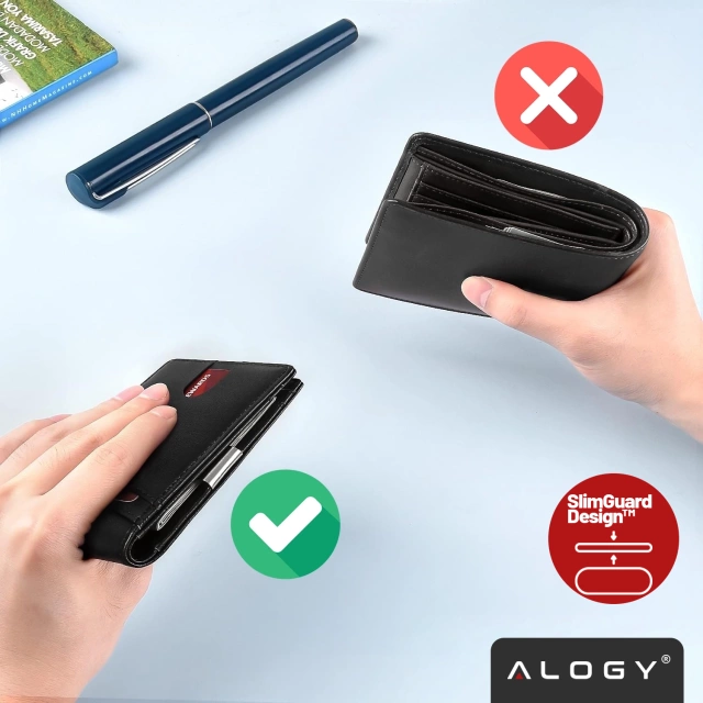 Portfel RFID Etui ochronne blokujące sygnał na karty dokumenty cienki Alogy Small męski damski Wallet Czarny