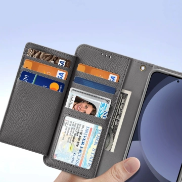 Samsung Galaxy S25 Dux Ducis Lava Lederhülle Grau