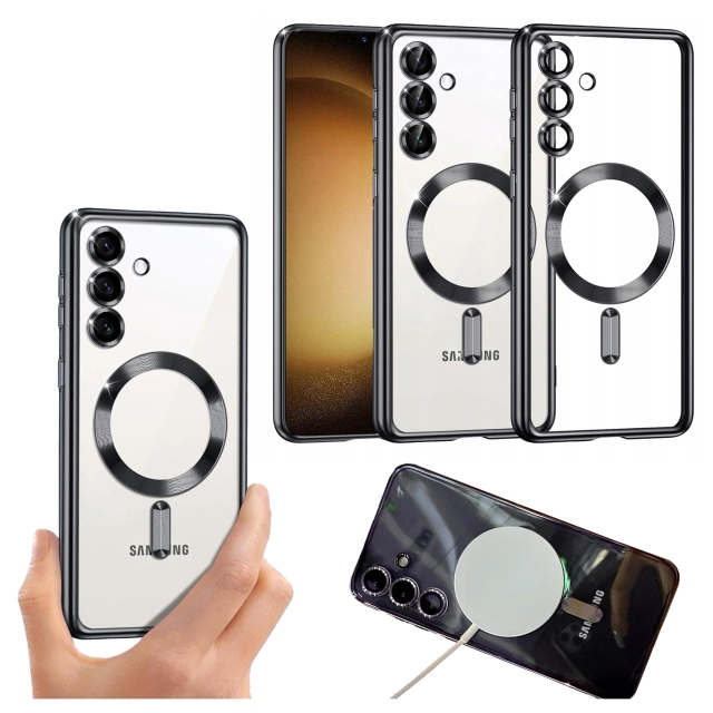 Etui do Samsung Galaxy S25 Alogy LuxeShield™️ Glamour Luxury Ring obudowa z osłoną aparatów Czarne