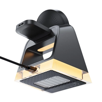 Acefast E17 MagSafe 3in1 Induktives Ladegerät 15W USB-A USB-C Kabel - Schwarz