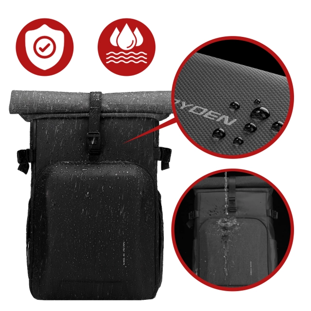 Plecak Fotograficzny na Aparat i Sprzęt Mark Ryden, Wodoodporny, Pojemny 30L, Odporny na Uderzenia EVA, Z Przegrodami na Akcesoria i Laptopa 15.6" (48×27×19 cm) – Czarny