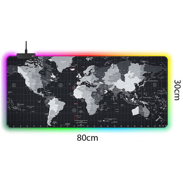 Podkładka pod mysz mata na biurko do gier RGB duża XXL 80x30cm Mapa świata