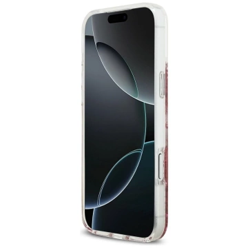 Etui Guess MagSafe do iPhone 17 Pro Max Resin Bottom Glitter Pink