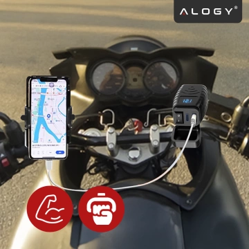 Alogy MotoCharge Pro™ Motorradladegerät mit Display, 36 W PD QC 3.0 Schnellladung, USB-A- und USB-C-Anschlüsse, wasserdicht und robust, Schwarz