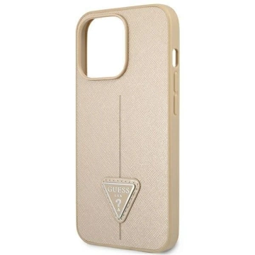 Etui Guess GUHCP14LPSATLE für Apple iPhone 14 Pro 6,1" beżowy/beige Hardcase SaffianoTriangle Logo