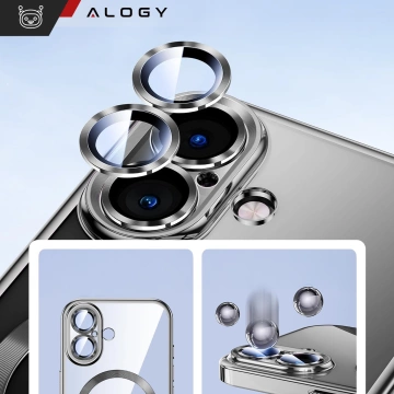 MagSafe Hülle für Apple iPhone 16 Alogy Glamour Luxus Ringhülle schwarz und transparent