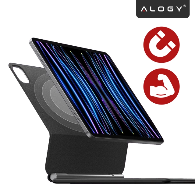 Etui z Klawiaturą do do Apple iPad Pro 11" 2021/2020 iPad Air 10.9" 2022/2020 iPad Air 11" 2024/2025 , Touchpad i Podświetlenie LED, Magnetyczne Mocowanie, Alogy MagnetKeyboard™ Case – Czarne