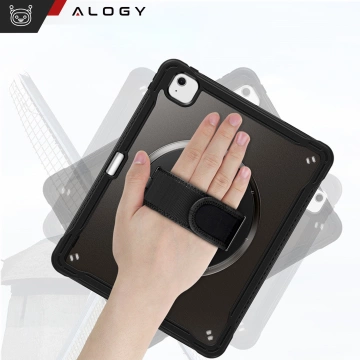 360°-Schutzhülle mit Stifthalter für Apple iPad Air 11" (2024, 2025) / Air 10,9" (2020, 2022) / Pro 11 (2018) – Alogy Pirate 360 ​​Tablet-Hülle, Schwarz