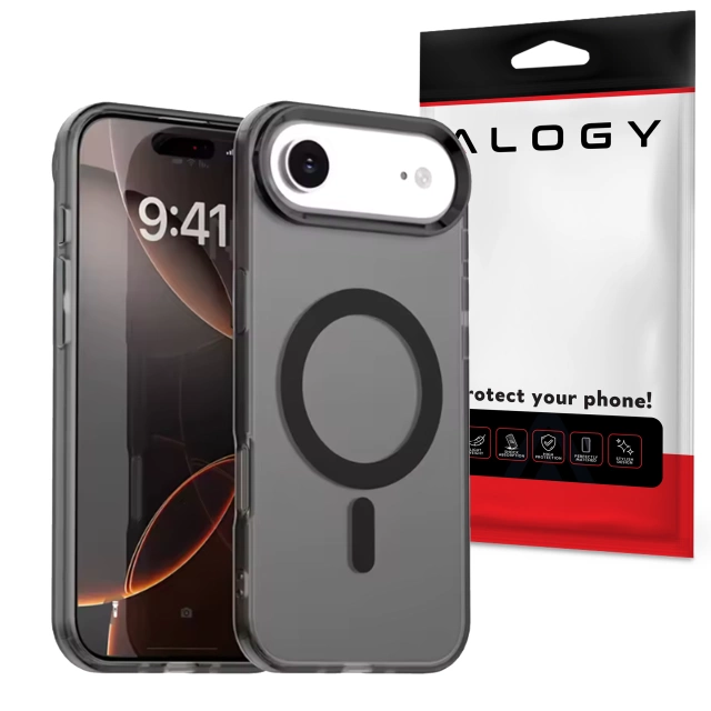 Etui do Apple iPhone 17 Air – matowa obudowa do MagSafe z ochroną obiektywu, smukłe i odporne na zarysowania, idealne dopasowanie – Alogy Skinny MatteCase™ Czarne + 2x szkło hartowane