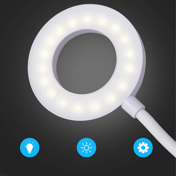 Schreibtischlampe Alogy Schreibtisch-LED-Ringlampe mit Schreibtischclip, kabellos, flexibel, Weiß