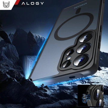 Etui do Samsung Galaxy S25 Ultra obudowa ochronna na telefon Alogy Matte HybridMag™️ Case do MagSafe Matowe Czarne + Szkło Hartowane
