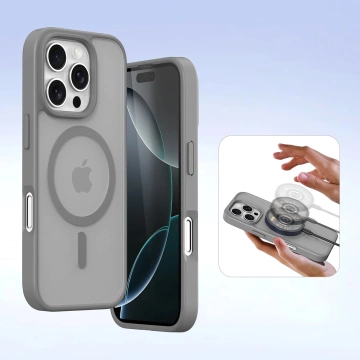 iPhone 16 Pro Dux Ducis Lawa Lederhülle mit MagSafe Wallet Grau