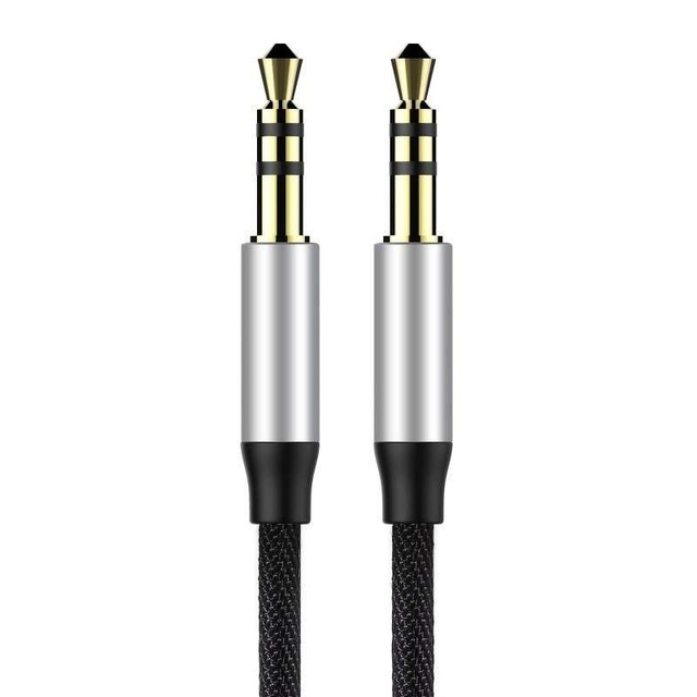 Kabel audio mini jack 3,5mm AUX Baseus Yiven 0,5m (czarno-srebrny)
