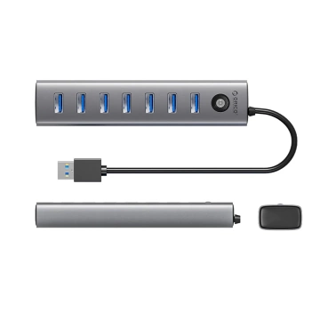 Hub USB 3.0 Orico CL7U-U3 7x USB-A + zasilanie USB-C 5V/3A Szary