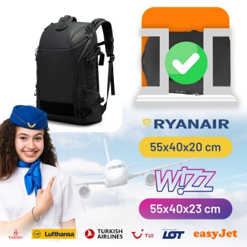 Bange wasserdichter Rucksack für 15,6-Zoll-Laptop, Stadtreisender, 45 x 30 x 16 cm, für Arbeit, Flugzeug, Herren, Damen, mit USB-Anschluss Schwarz