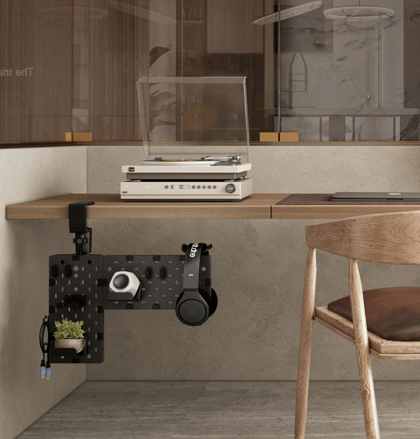 Tablica perforowana Organizer biurkowy do blatu na biurko stojak na słuchawki GamePada kable Czarny