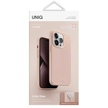 Etui na telefon UNIQ Lino Hue do Apple iPhone 14 Pro 6,1" Magclick Charging rózowy/blush pink