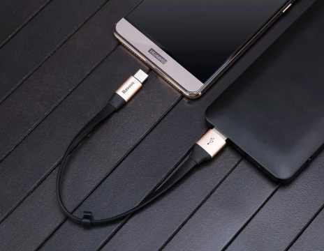 Baseus Nimble Flachkabel USB / USB-C Kabel mit Halter 2A 0.23M schwarz (CATMBJ-01)