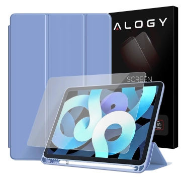 Etui do Apple iPad 10.2 9 gen 8/7 2021/2020/2019 Smart Pencil Case Alogy TPU obudowa na tablet Niebieskie + Szkło