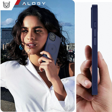 Hülle für iPhone 14 Plus MagSafe Matt Case Cover Matte Alogy Ring Armored Phone Case Marineblau
