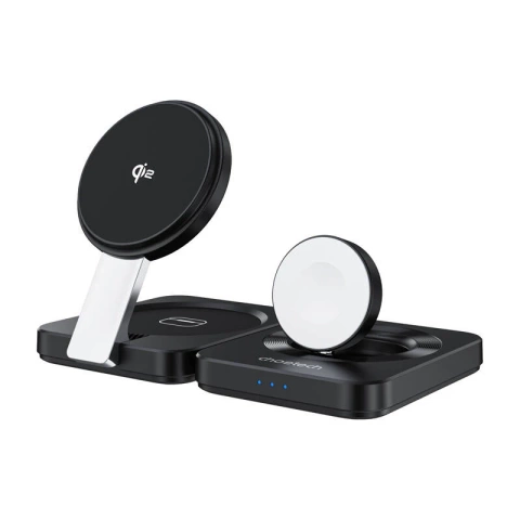 Ładowarka Składana 3w1 Choetech Qi2 MagSafe iPhone Watch AirPods Czarna