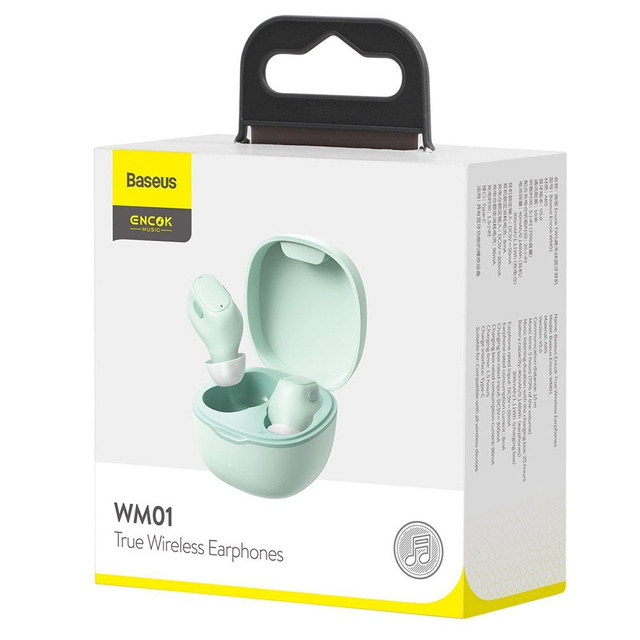 Słuchawki bezprzewodowe TWS Baseus Encok WM01 Zielone