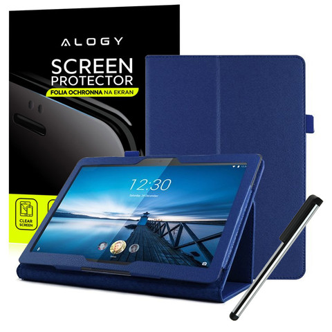 Etui stojak do Lenovo Tab M10 10.1 TB-X605 Granatowe + FOLIA + RYSIK