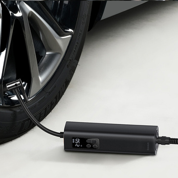 Mini Auto Kompressor Baseus Luftpumpe Luftpumpe Radpumpe LED Lampe Schwarz