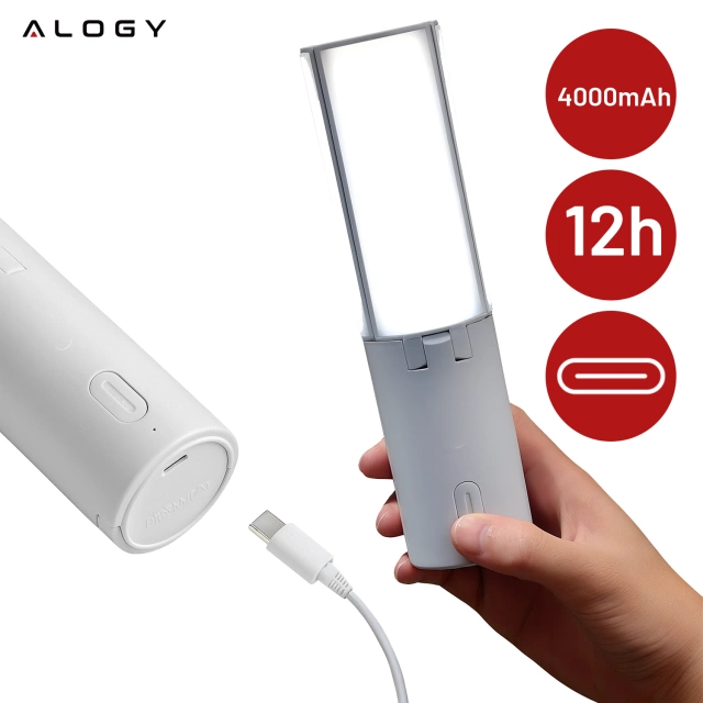 Lampa Zewnętrzna LED z Haczykiem 4000mAh 12h, Przenośna, Energooszczędna, Ogrodowa, Kempingowa i Domowa Alogy OutdoorLamp™ – Biała