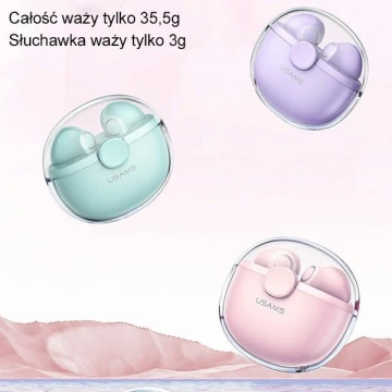  Słuchawki Bluetooth 5.1 USAMS TWS BU series bezprzewodowe zielony/green BHUBU03