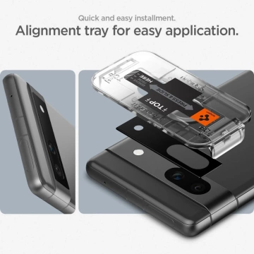 Kameraschutz aus gehärtetem Glas Spigen Optik.TR „EZ FIT“ Kameraschutz 2er-Pack für Google Pixel 7A Schwarz
