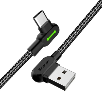 Mcdodo CA-5280 LED abgewinkeltes USB-auf-USB-C-Kabel, 1,2 m (schwarz)
