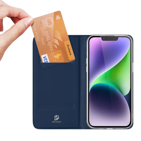 Dux Ducis Skin Pro iPhone 15 Plus Hülle mit Klappe und Geldbörse – Blau